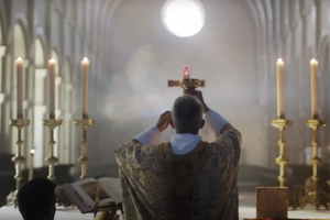 Mass at St. Michael’s Abbey in California.