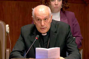 Archbishop Gabriele Caccia, the Holy See’s permanent observer to the United Nations in New York, speaks on Aug. 29, 2025, the International Day Against Nuclear Tests.