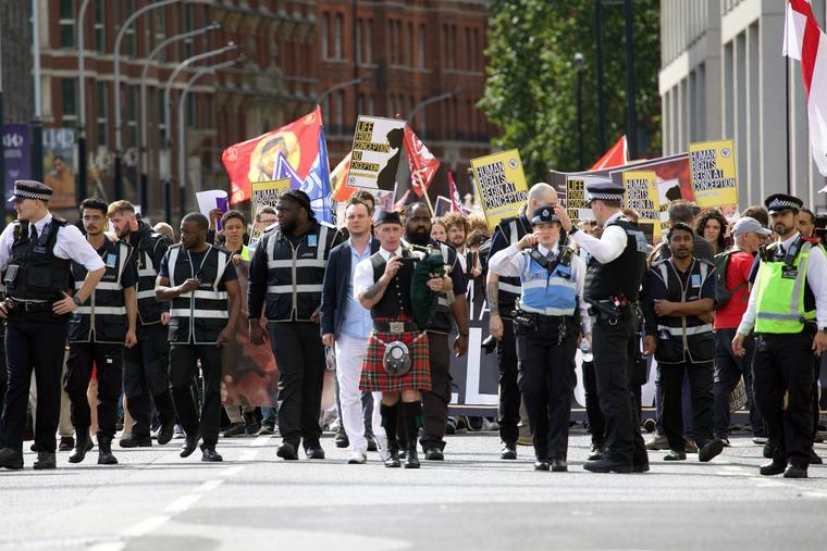 Marchers make their way through central London during the 10th annual March for Life UK.