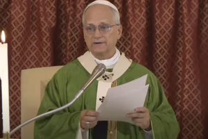 Pope Leo XIV preaches at the historic Rotonda church in Albano, Aug. 17, 2025.