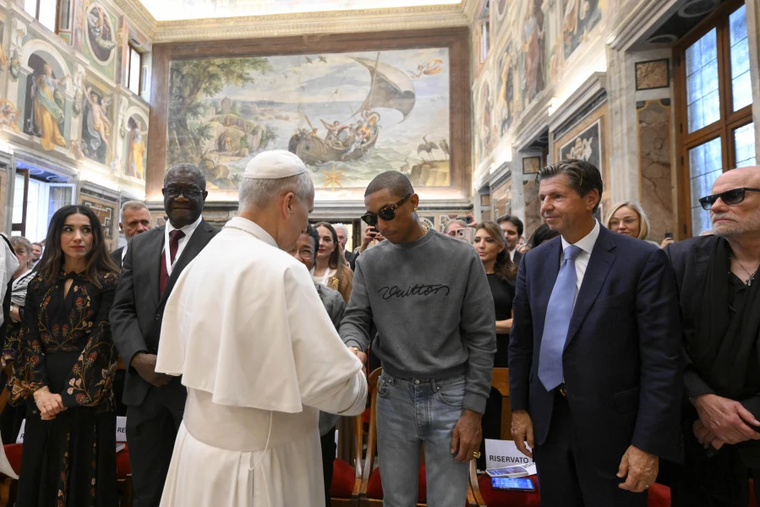 Pope Leo XIV greets participants in the third edition of the World Meeting on Human Fraternity at the Vatican on Sept. 12, 2025.