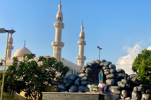 A replica of Our Lady of Lourdes grotto at St. Mary's Catholic Church in Oud Metha, Dubai. 
