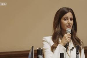 Lila Rose speaks for life on the campus of Yale University during a debate on Sept. 16, 2025.