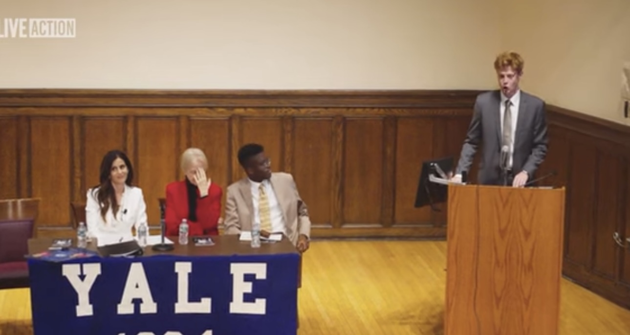 A shot of the stage during the debate on issues of life between Live Action's Lila Rose and Frances Kissler of Pro-Choice Catholics. 