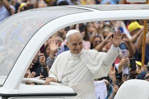 Pope Leo greets the faithful at his Sept. 10, 2025, general audience.