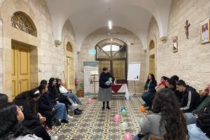 A group session underway at Bailasan with Sister Lorena Saenz.