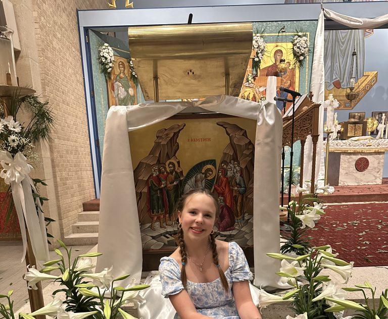 Sophia Forchas poses for a picture at church.