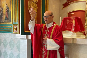 Father José Giner, 94, says Mass twice a day.