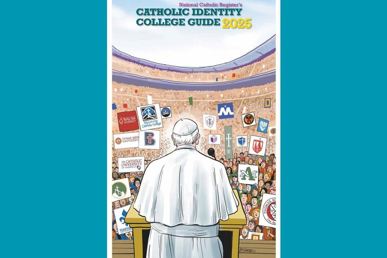 The cover illustration of the Register’s 2025 Catholic Identity College Guide was drawn by Steve Breen, who was awarded the Pulitzer Prize for editorial cartooning in 1998 and 2009.