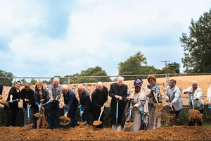 Richmond Bishop Barry Knestout (center) joins community leaders including U.S. Sen. Tim Kaine, D-Virginia (fifth from left), at a groundbreaking ceremony for Greenway Village at St. Elizabeth Parish in Richmond, Virginia, on Sunday, Sept. 21, 2025.