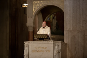 Cardinal Robert McElroy gives his first homily as the shepherd of the Archdiocese of Washington, D.C., at the Basilica of the National Shrine of the Immaculate Conception on March 11, 2025.