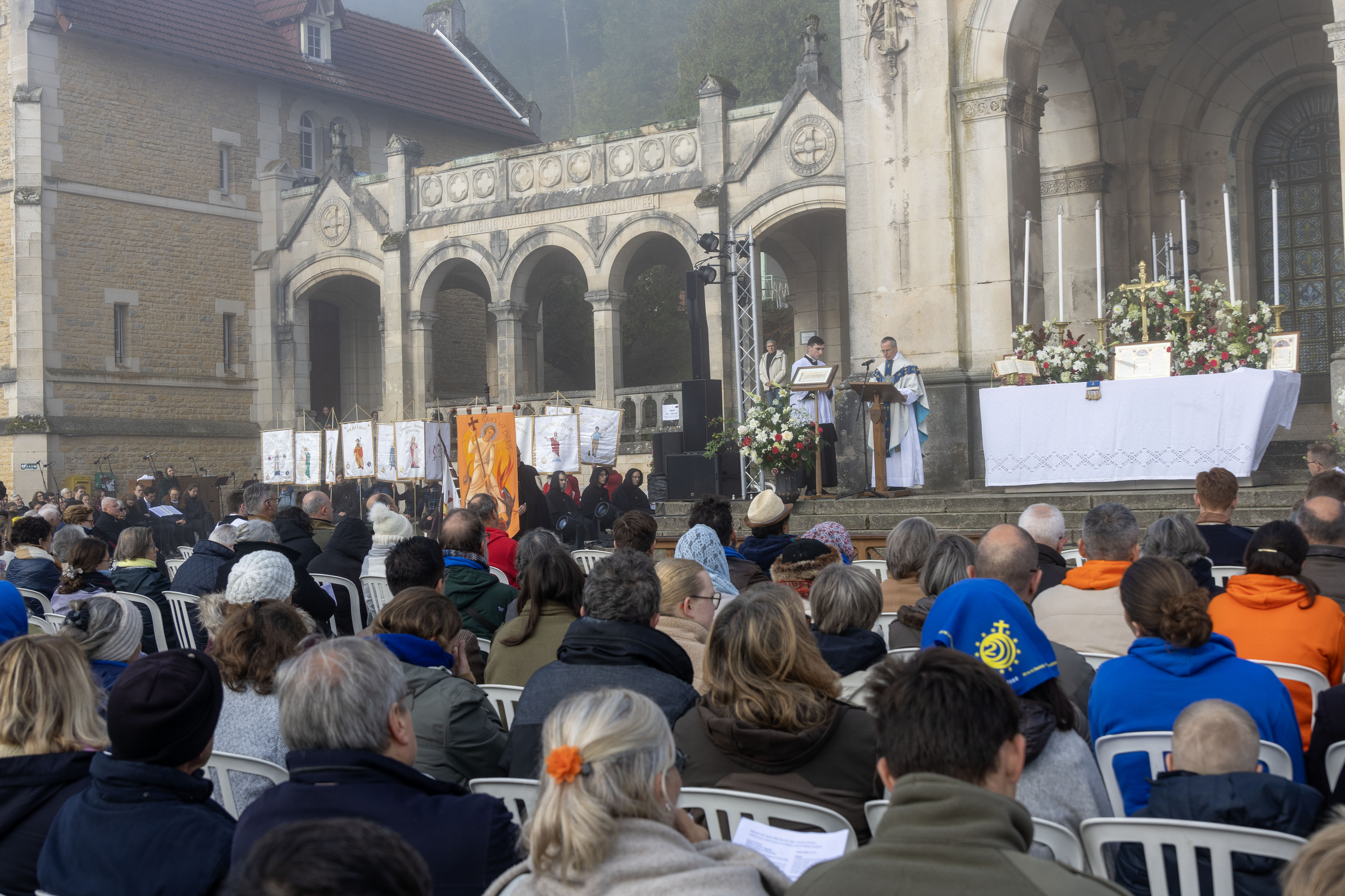 Thousands gather for Mass during the festivities.