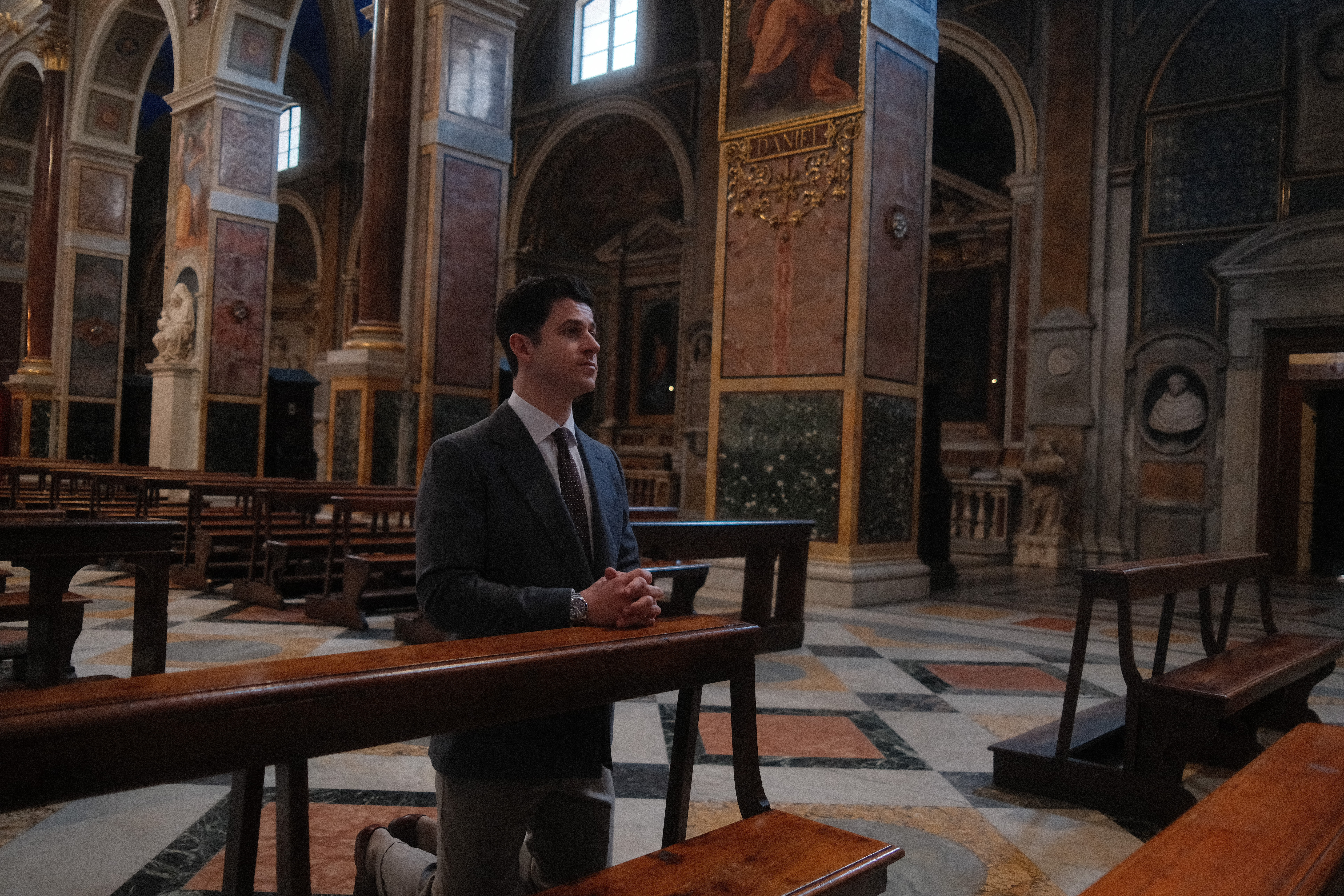 David Henrie sings alongside a band in Seeking Beauty on EWTN+.