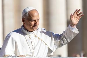 Pope Leo XIV blesses pilgrims during his weekly General Audience at St. Peter's Square on Oct. 8, 2025. 