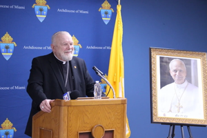 “The Christian is supposed to answer the question ‘Who is my neighbor?’, and the answer is: ‘The one who needs me,’” said Miami Archbishop Thomas Wenski during an Oct. 9, 2025, press conference in Miami.