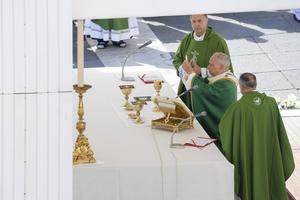 Pope Leo celebrates Holy Mass for the Jubilee of Consecrated Life on Oct. 9, 2025. 