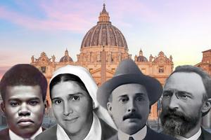 L to R: Peter To Rot, Sister María del Carmen Rendiles Martínez, Dr. José Gregorio Hernández Cisneros, Bartolo Longo