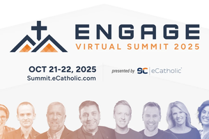 The Engage Virtual Summit, presented by eCatholic, is a two-day virtual conference bringing together lay Catholics, clergy, and religious from parishes, schools, dioceses, and ministries to explore innovative tools and strategies and share insights into evangelization in the digital world.