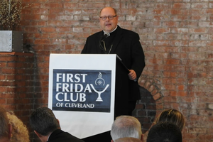 Bishop Edward Malesic addresses the First Friday Club of Cleveland on Feb. 10, 2022.