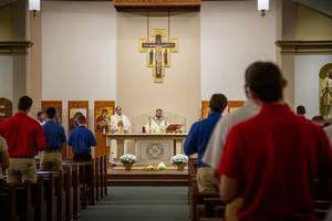 Wichita seminarians attend Mass at Newman University.