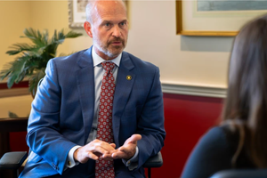 Heritage Foundation President Kevin Roberts during a September 2025 interview with CNA. 