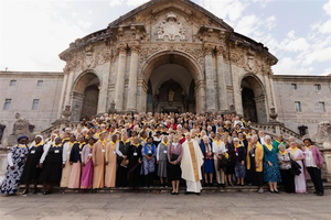 Group photo of Congregation of Jesus (CJ) sisters and Father Arturo Sosa after Mass on Nov. 4, 2025. The CJ and the Institute of the Blessed Virgin Mary (IBVM) have officially merged into one congregation.