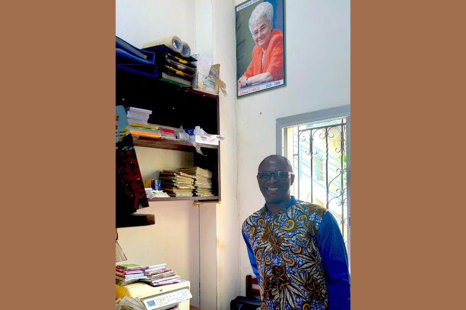 Marcellus Nkafu inside the Douala office 