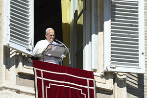 Pope Leo XIV addresses pilgrims in St. Peter's Square at the Vatican on Nov. 9, 2025.