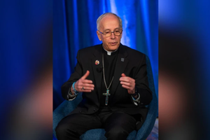Bishop Mark Seitz, chairman of the U.S. Conference of Catholic Bishops’ migration committee, speaks during a press conference on Nov. 11, 2025, at the USCCB’s fall plenary assembly in Baltimore.
