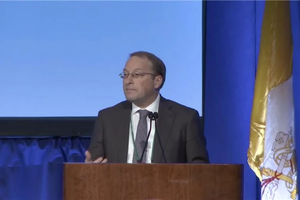 Paul Scherz briefs bishops about artificial intelligence at the United States Conference of Catholic Bishops’ (USCCB) Fall Plenary Assembly in Baltimore on Nov. 12, 2025.