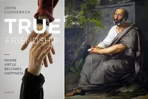 Left: Cover of ‘True Friendship’ by John Cuddeback. Right: Francesco Hayez, “Aristotle,” 1811, Gallerie dell’Accademia, Venice, Italy
