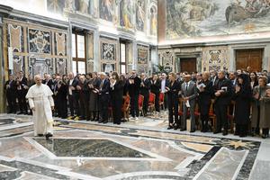 Pope Leo meets with people in the movie industry, including well-known actors, on Nov. 15.