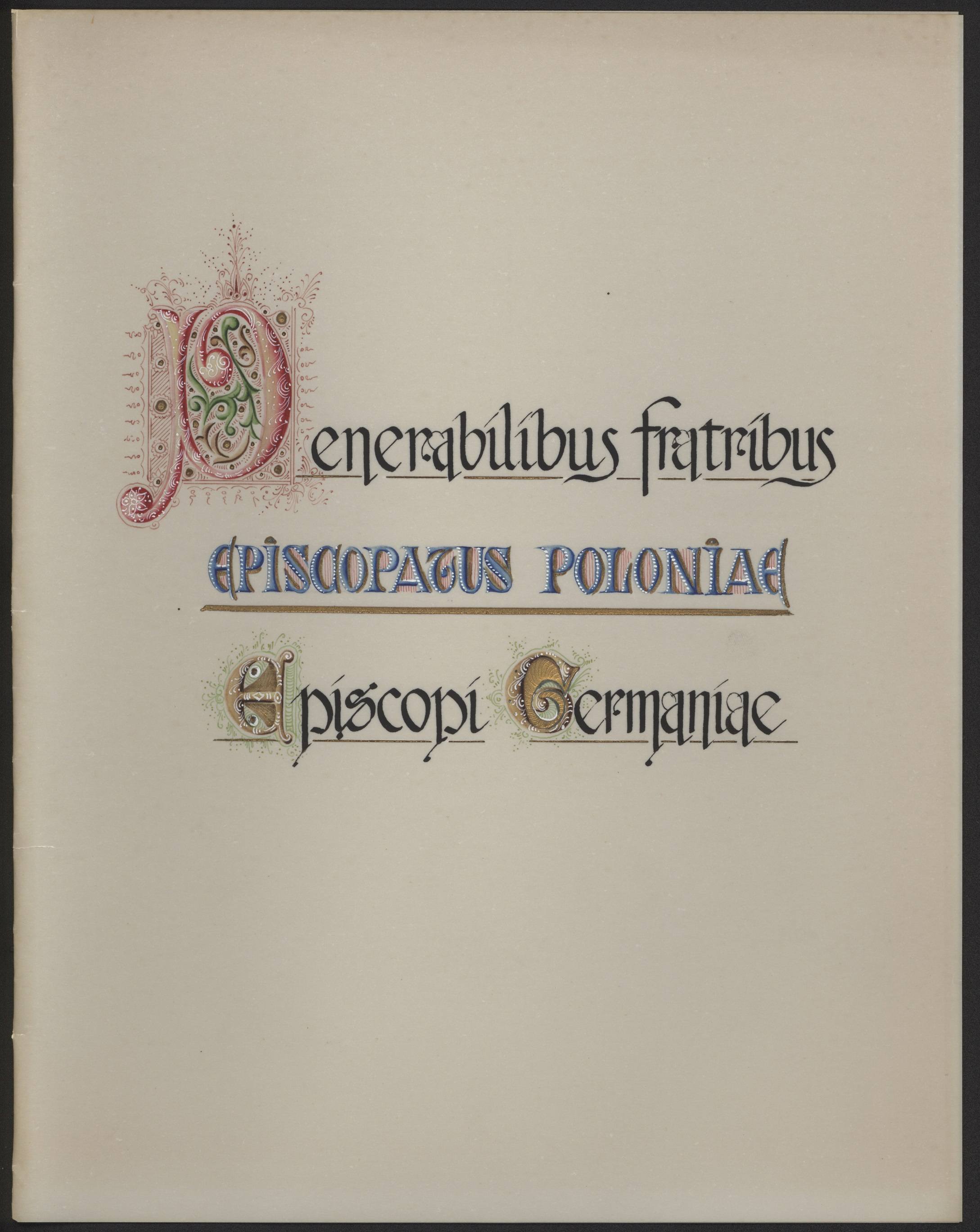 The German reply to the Polish invitation reads 'To our Venerable Brothers, Bishops of Poland, [from the] Bishops of Germany' in Latin calligraphy