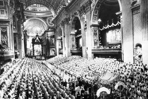 Bishops from around the world gather Oct. 11, 1962, in St. Peter's Basilica for the opening of the Second Vatican Council.