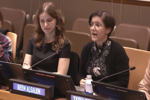 Reem Alsalem (right), the United Nations special rapporteur on violence against women and girls, opposes surrogacy at an Oct. 9, 2025, U.N. event hosted by the Italian government.