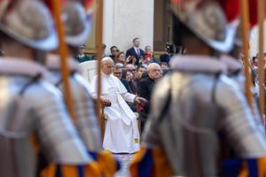 On Oct. 4, the feast of St. Francis of Assisi, 27 new Swiss Guards take their oath of allegiance in the presence of Pope Leo XIV — the first papal participation in the ceremony since Pope Paul VI in 1968.
