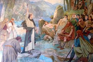 William Hole, “St. Columba Converting King Brude of the Picts to Christianity,” ca. 1899, Scottish National Portrait Gallery, Edinburgh