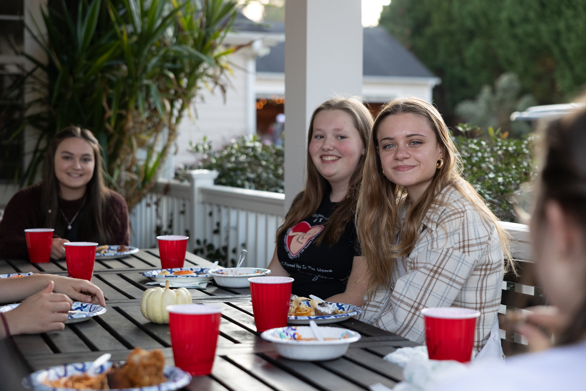 Teens take part in the monthly Rosary get together and Kathleen Billings house. 