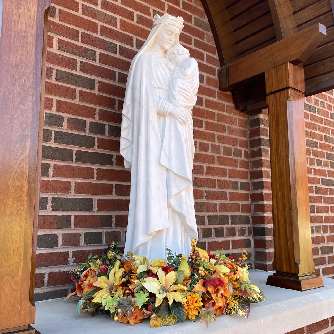 Statue of the Blessed Mother holding the Child Jesus at St. Mary's Catholic Church in Greenville, S.C. 