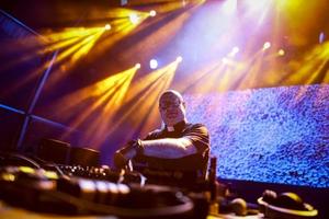 Father Guilherme Peixoto, a priest and DJ, performs onstage during a fair in Coimbra, Portugal, on July 4, 2024. 