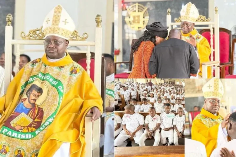 Archbishop Ignatius Ayau Kaigama of the Abuja Archdiocese at St. Luke’s Parish, Kubwa, during a confirmation Mass.