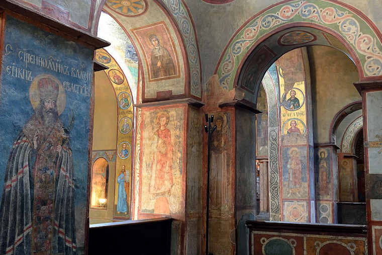 Interior of St. Sophia Cathedral in Kyiv, Ukraine taken in 2019.