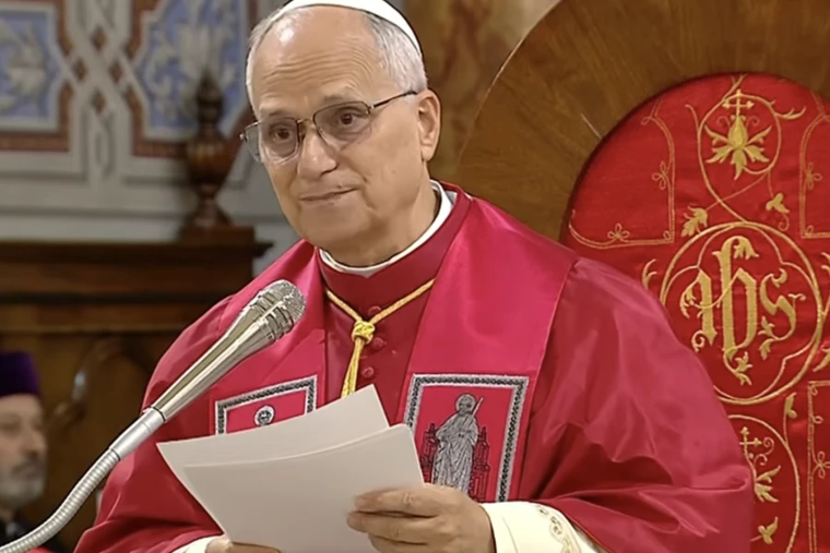 Pope Leo XIV speaks at the Cathedral of the Holy Spirit in Istanbul, Turkey, on Nov. 28, 2025.