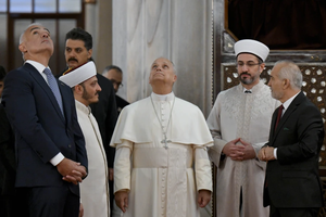 Pope Leo XIV visits the Sultan Ahmed Mosque in Istanbul, Turkey, on November 29, 2025.