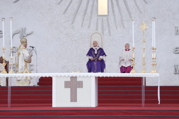 Pope Leo XIV celebrates Mass for an estimated 150,000 people at Beirut's Waterfront in Lebanon, on Dec. 2, 2025.