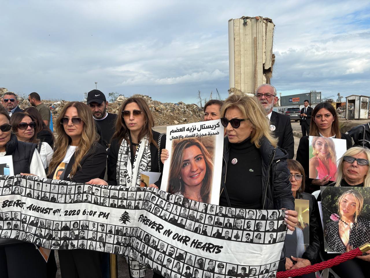 Families gather at the Beirut blast site