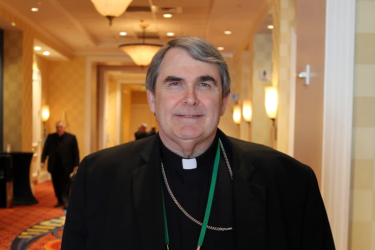 Bishop Michael Fisher outside the meeting hall during the 2019 USCCB General Assembly, June 12, 2019.
