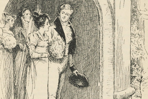 1898 illustration of the wedding of George Knightley and Emma Woodhouse in ‘Emma’ by Jane Austen