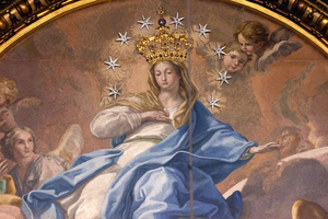When Pope Pius IX declared the doctrine of the Immaculate Conception of the Virgin Mary on Dec. 8, 1854, he had a golden crown added to the mosaic of Mary, Virgin Immaculate, in the Chapel of the Choir in St. Peter’s Basilica.