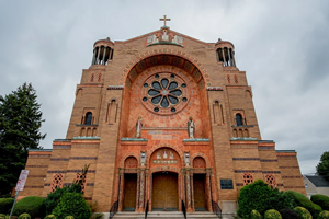 The exterior of St. Casimir church in Buffalo, New York